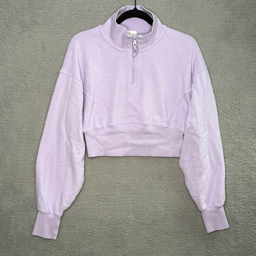 OFFLINE by Aerie Lavender Purple Quarter Zip Cropped Sweatshirt Thumbholes M